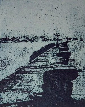 Etching of Southampton Quayside